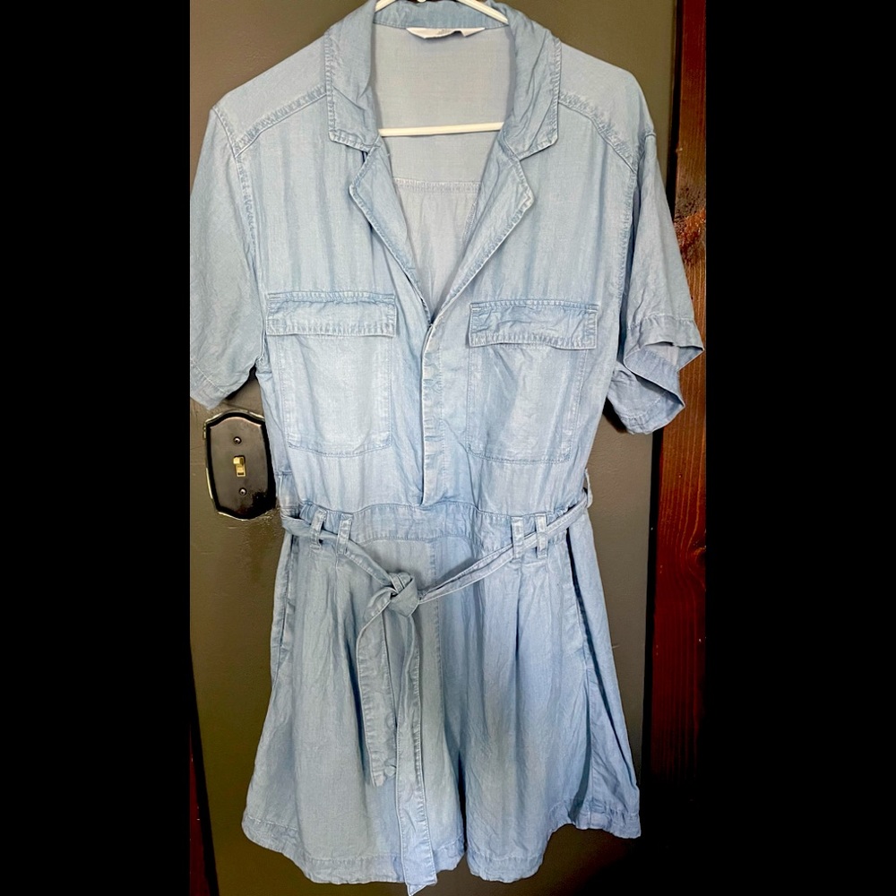 Chambray denim romper